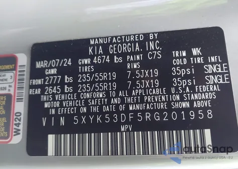 2024 Kia Sportage Sx-Prestige z USA, uszkodzony, nr VIN 5XYK53DF5RG201958